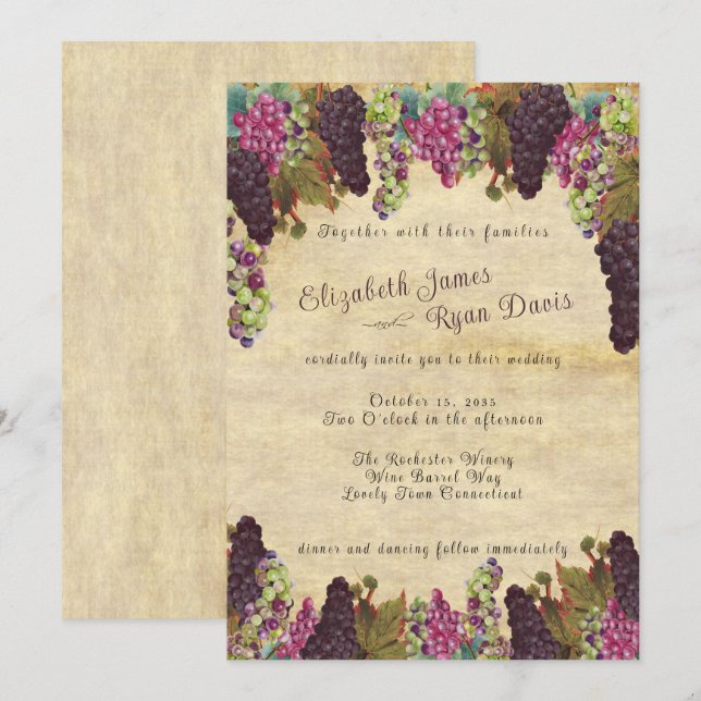 Schöne Vintage Weinberge Rustikale Hochzeit Einladung (Vorne/Hinten)