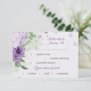 schöne violette Blumen, grüne Blätter - Auswahl RSVP Karte