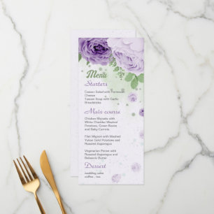 schöne violette Blumen grüne Blätter botanisch Menükarte