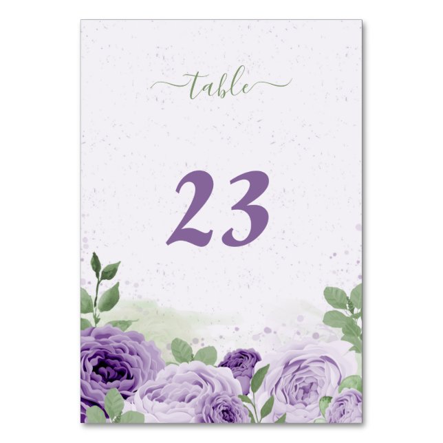 schöne violette Blumen grüne Blätter botanisch Tischnummer (Vorderseite)