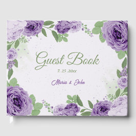 schöne violette Blumen Grüne Hochzeit Gästebuch