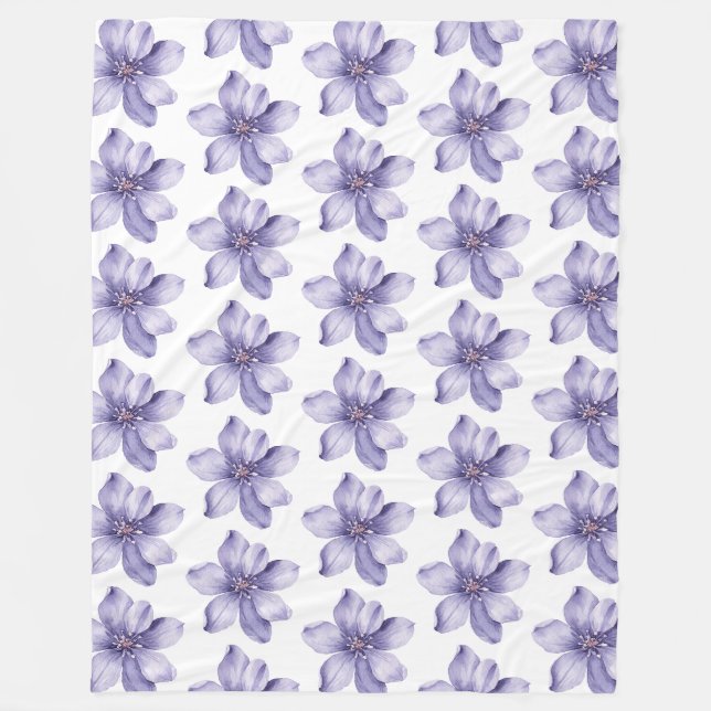 Schöne violette Blüten Fleecedecke (Vorderseite)