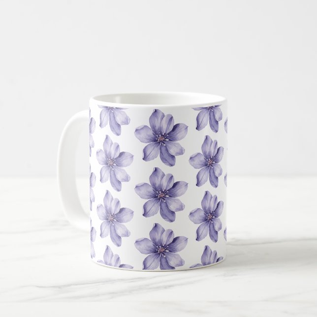 Schöne violette Blüten Kaffeetasse (Vorderseite Links)