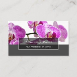 Schöne violette Rosa-Orchideenblüten auf Grau Visitenkarte