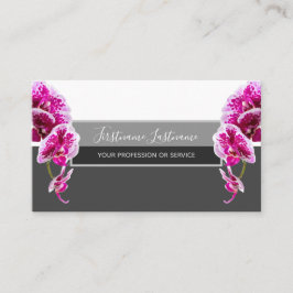 Schöne violette Rosa-Orchideenblüten auf Grau Visitenkarte
