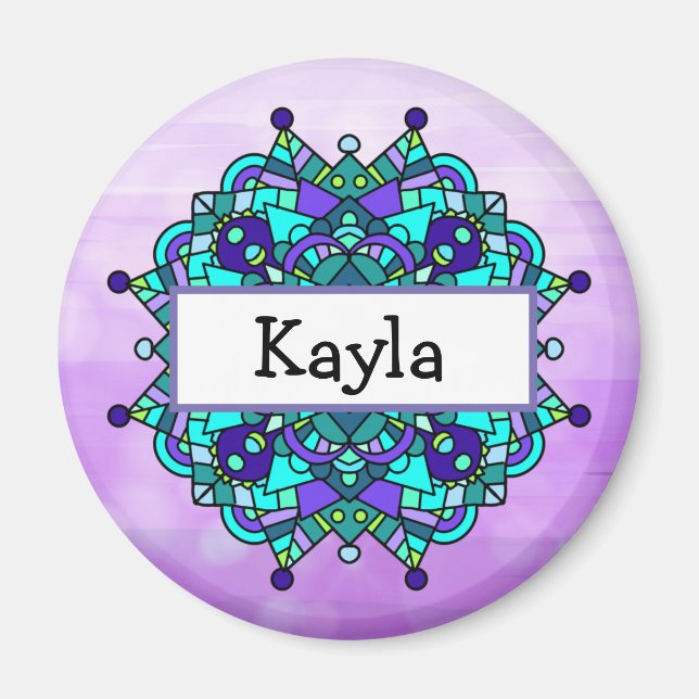 Schöne violette und blaue Mandala   Magnet (Vorne)