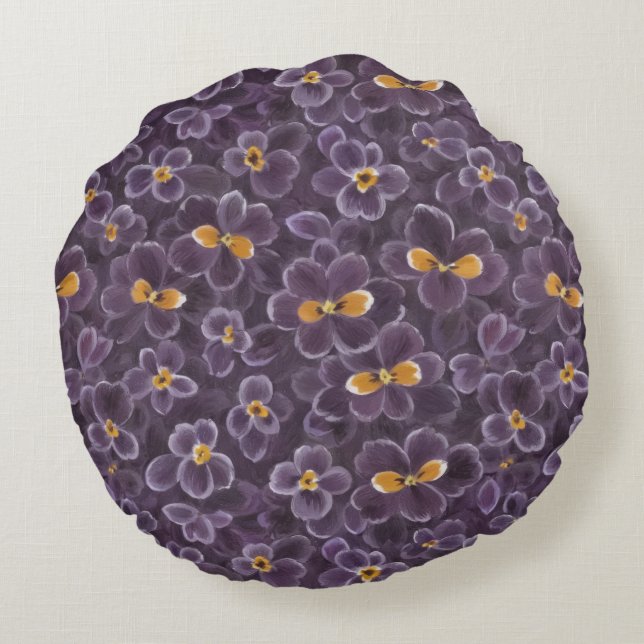 Schöne Violetten Rundes Kissen (Rückseite)