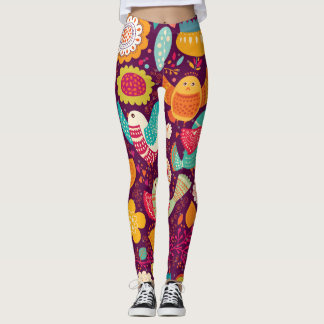 Schöne Vögel, Blume, künstlerisches Poster Leggings