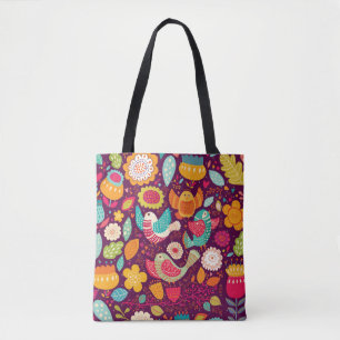 Schöne Vögel, Blume, künstlerisches Poster Tasche
