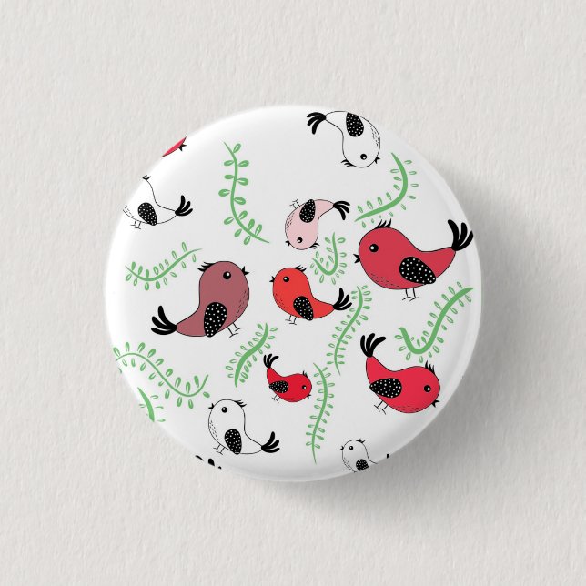 Schöne Vogel-Motiv-Design, gemustert  Button (Vorderseite)