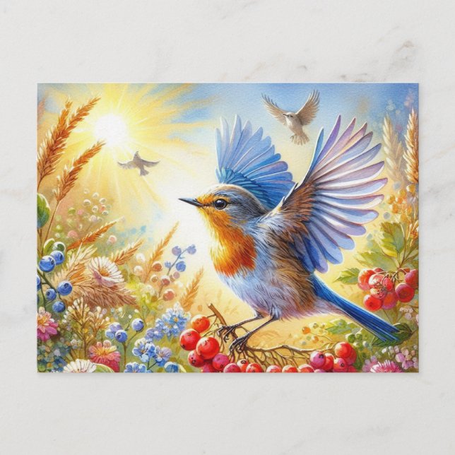 Schöne Vögel Sommerlandschaft 3 Postkarte (Vorderseite)