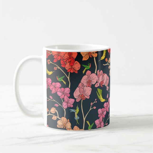 Schöne Vögel und Orchideen Kaffeetasse (Links)