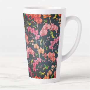 Schöne Vögel und Orchideen Milchtasse