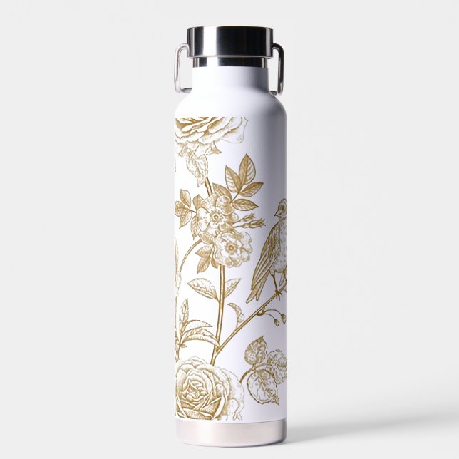 Schöne Vögel und Rose Trinkflasche (Vorne)