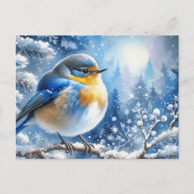 Schöne Vogel- und Winterlandschaft 16 Postkarte (Vorderseite)