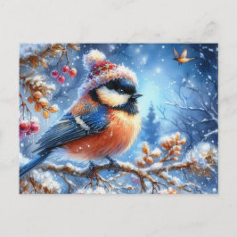 Schöne Vogel- und Winterlandschaft 4 Postkarte