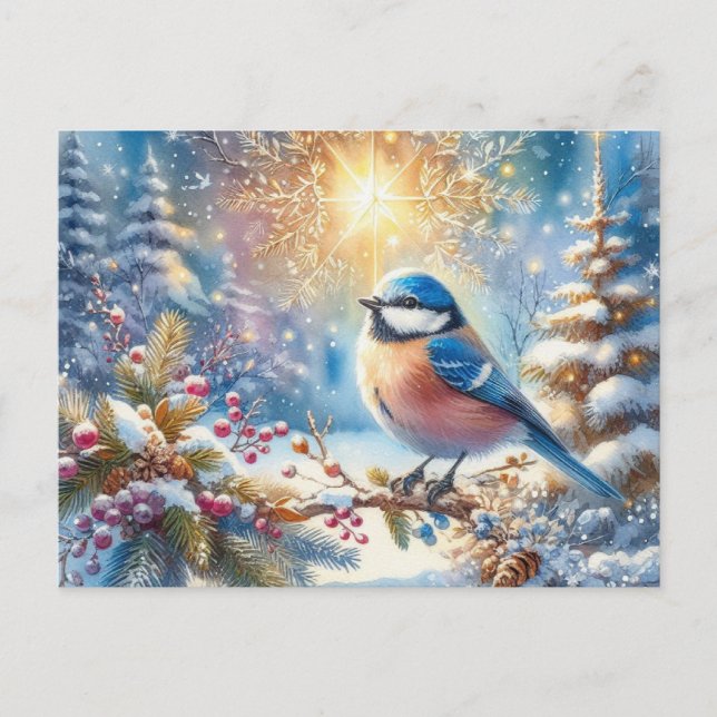 Schöne Vogel- und Winterlandschaft 6 Postkarte (Vorderseite)