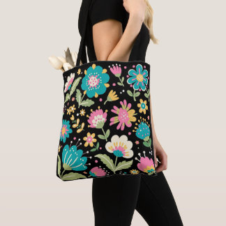 Schöne Volkskunst auf schwarzer Tasche. Tasche