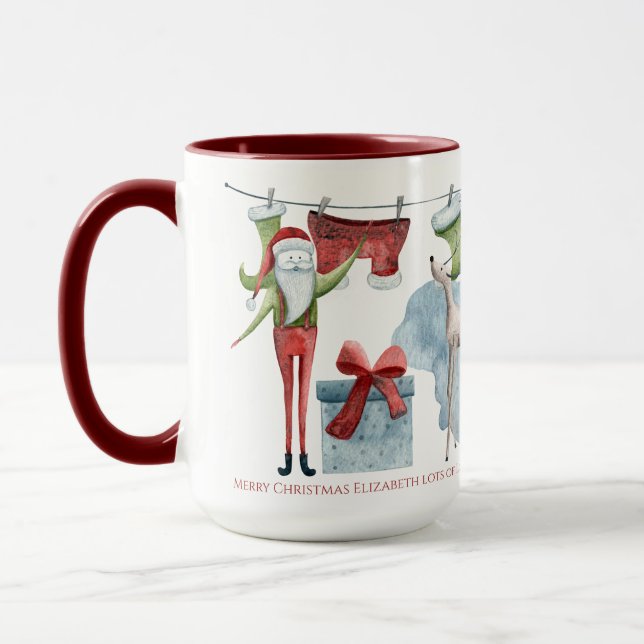 Schöne Volkskunst Illustrierte Personalisierte Wei Tasse (Links)