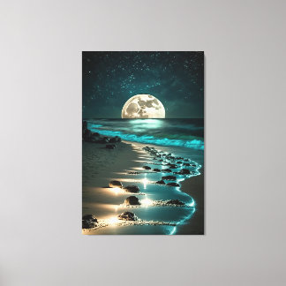 Schöne Vollmond Beach Starry Night Leinwanddruck