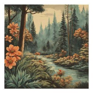 Schöne Waldlandschaft Poster
