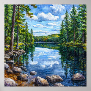 🌿 Schöne Waldsee-Natur-Wandkunst Serenität Poster