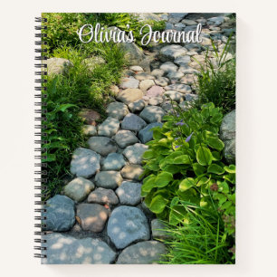 Schöne Waldszene sonniger Steinweg Foto  Notizbuch