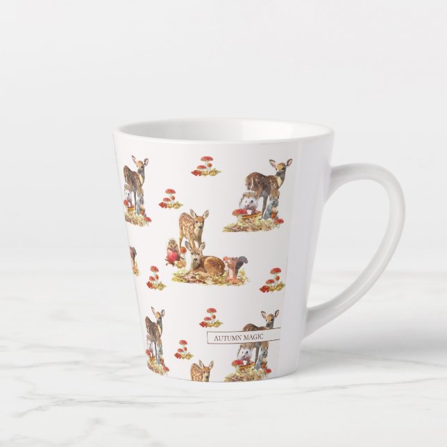 Schöne Waldtiere Herbst Art Muster Milchtasse (Rechts)