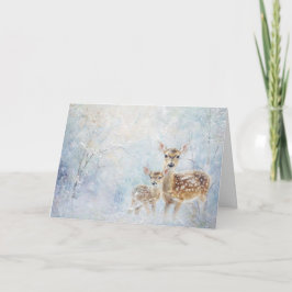 Schöne Waldtiere Hirsche im Schnee Gruß Karte