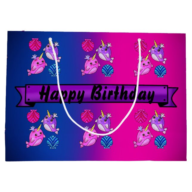 Schöne Wale mit Seashells Große Geschenktüte (Rückseite)