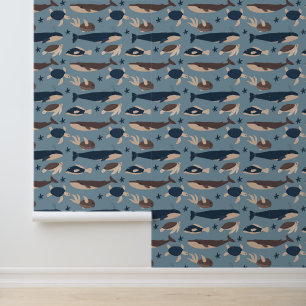 Schöne Wale, Schildkröten und Fische Tapete