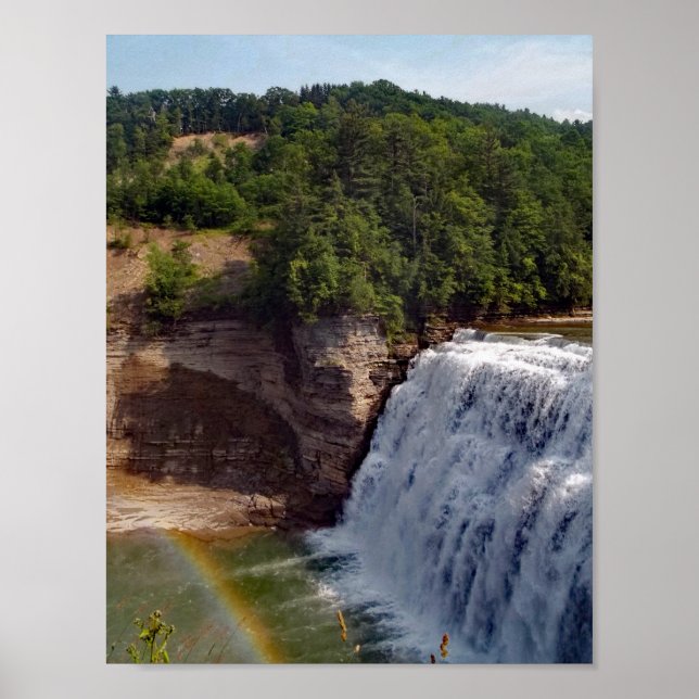 Schöne Wasserfall Regenbogen Natur Fotografie Poster (Vorne)