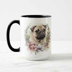 SCHÖNE WASSERFARBE AM MOPS HUNDE GESICHT TASSE