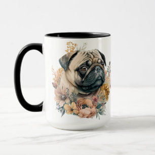 SCHÖNE WASSERFARBE AM MOPS HUNDE GESICHT TASSE