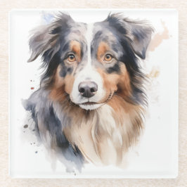 SCHÖNE WASSERFARBE AUSTRALISCHES SCHEEPDOGGESICHT GLASUNTERSETZER