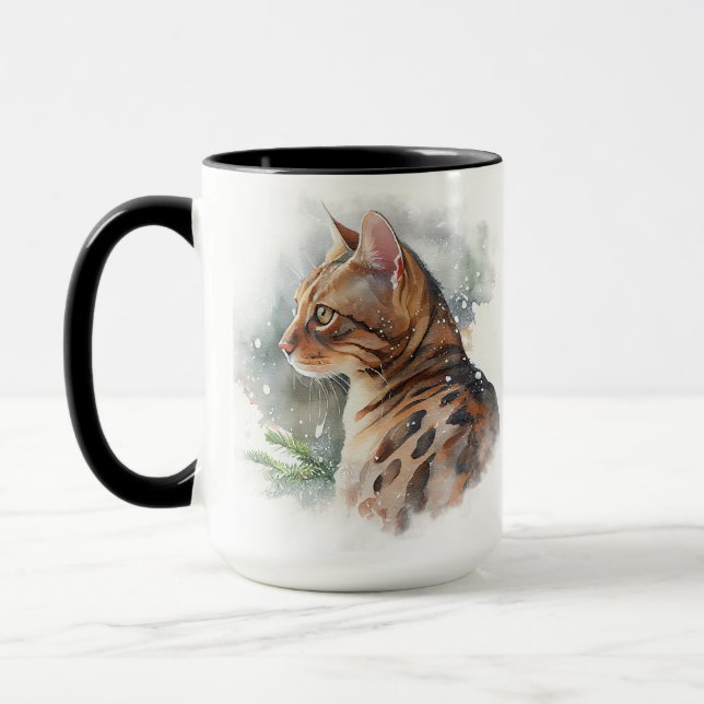 SCHÖNE WASSERFARBE BENGALISCHE CAT-FARBE TASSE (Links)