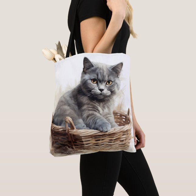 SCHÖNE WASSERFARBE BRITISH SHORTHAIR CAT TASCHE (Von Nahem)