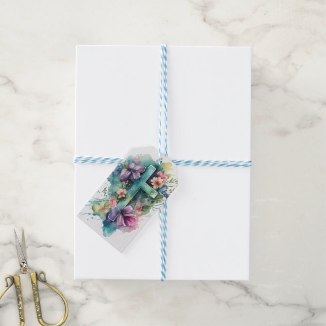 Schöne Wasserfarbe Christlich Cross Oster Geschenkanhänger (Mit Garn)