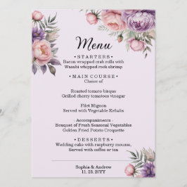 Schöne Wasserfarbe Elegante Blumenkarte Menükarte