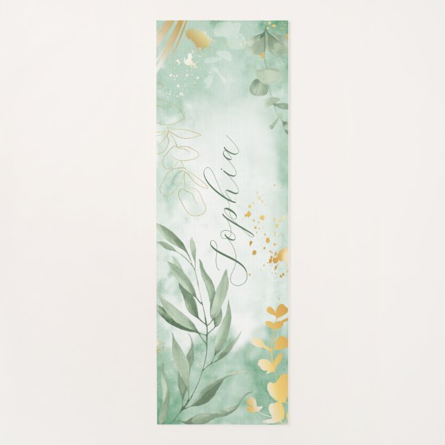 Schöne Wasserfarbe Eukalypt Name Yoga Mat Yogamatte (Vorderseite)