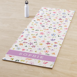 Schöne Wasserfarbe-Floral-Blüten mit individuellem Yogamatte
