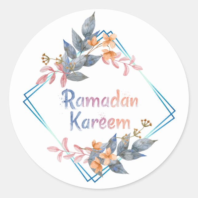 Schöne Wasserfarbe Floral Ramadan Kareem Runder Aufkleber (Vorderseite)
