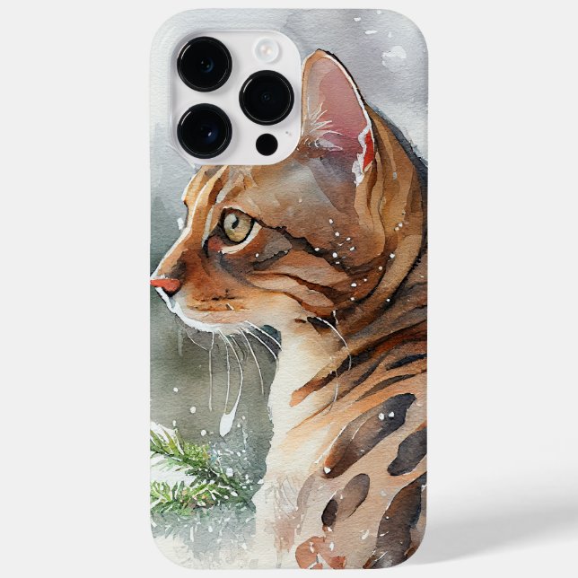 SCHÖNE WASSERFARBE GEPUNKTETER BENGALISCHER CAT Case-Mate iPhone 14 PRO MAX HÜLLE (Rückseite)