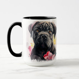 SCHÖNE WASSERFARBE GRAUKANE CORSO HUNDE GESICHT TASSE