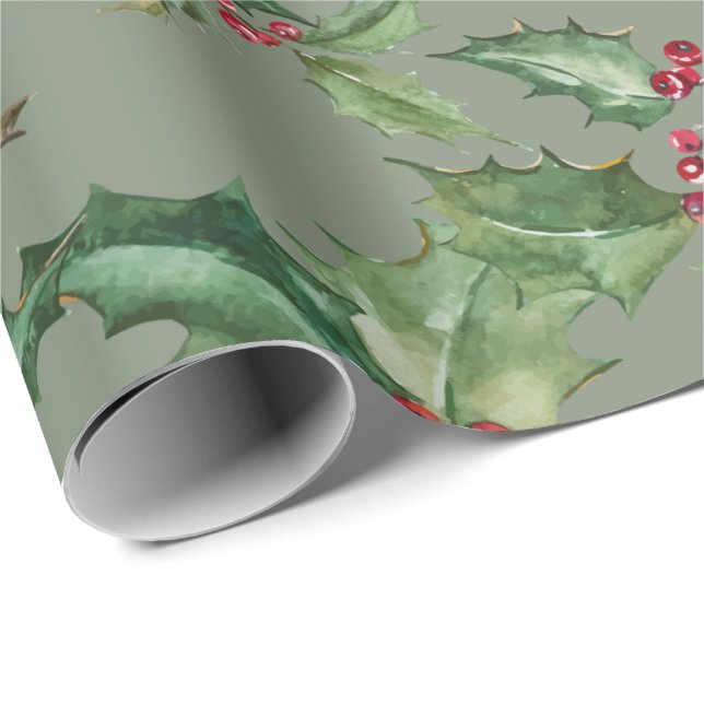 Schöne Wasserfarbe Holy und Berries Geschenkpapier (Rolleneckpunkt)