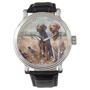 Schöne Wasserfarbe Jagdhunde Uhr