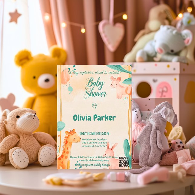 Schöne Wasserfarbe mit Tierheim Kinderdusche Einladung (Von Creator hochgeladen)