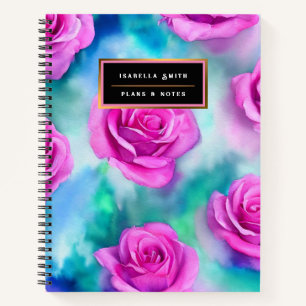 Schöne Wasserfarbe Moderne rosa Rosen Sammlung Notizbuch