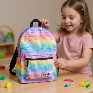 Schöne Wasserfarbe Pastell Regenbogen Sterne Bedruckter Rucksack
