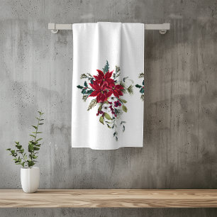 Schöne Wasserfarbe-Poinsettie-Blume Rot Badhandtuch Set